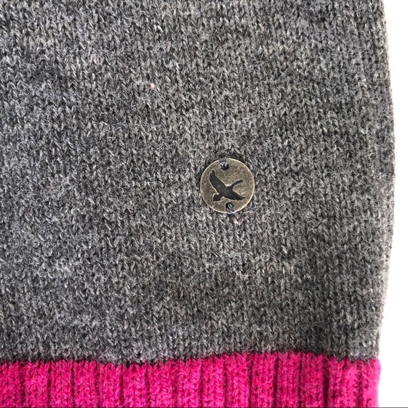 Eddie Bauer New Gray & Pink half Button Front Mock Neck Sweater - Picture 6 of 8